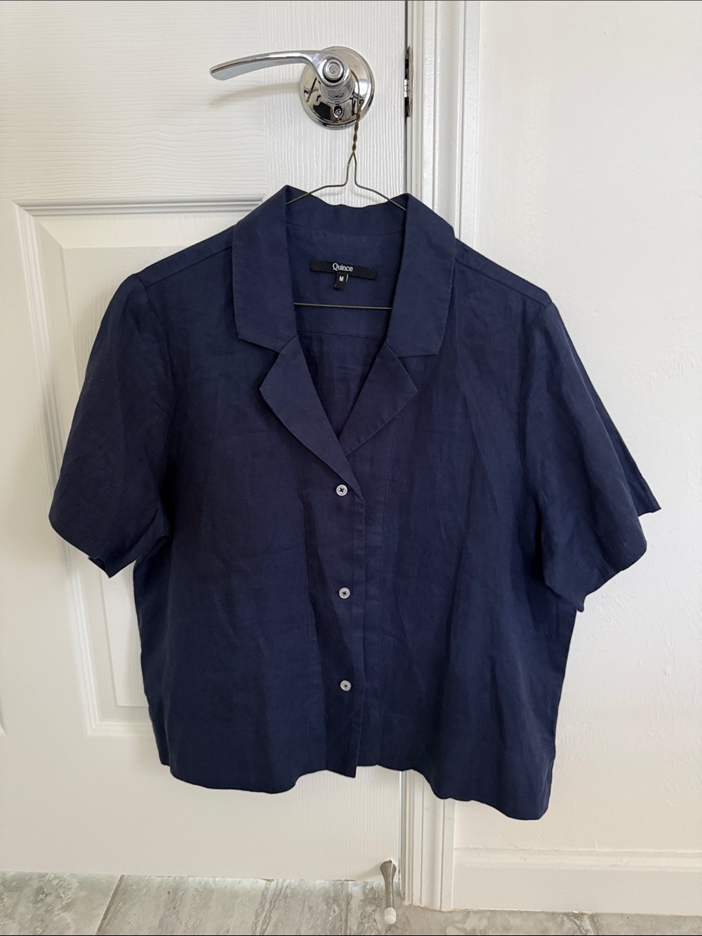 Quince Navy Camp Collar Short Sleeve Shirt